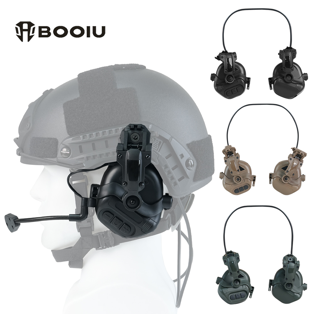 Shooting Ear Muff - BOOIU 戦術射撃ヘッドセット ファストヘルメット 3.5mm インターフェース ピックアップヘッドフォン