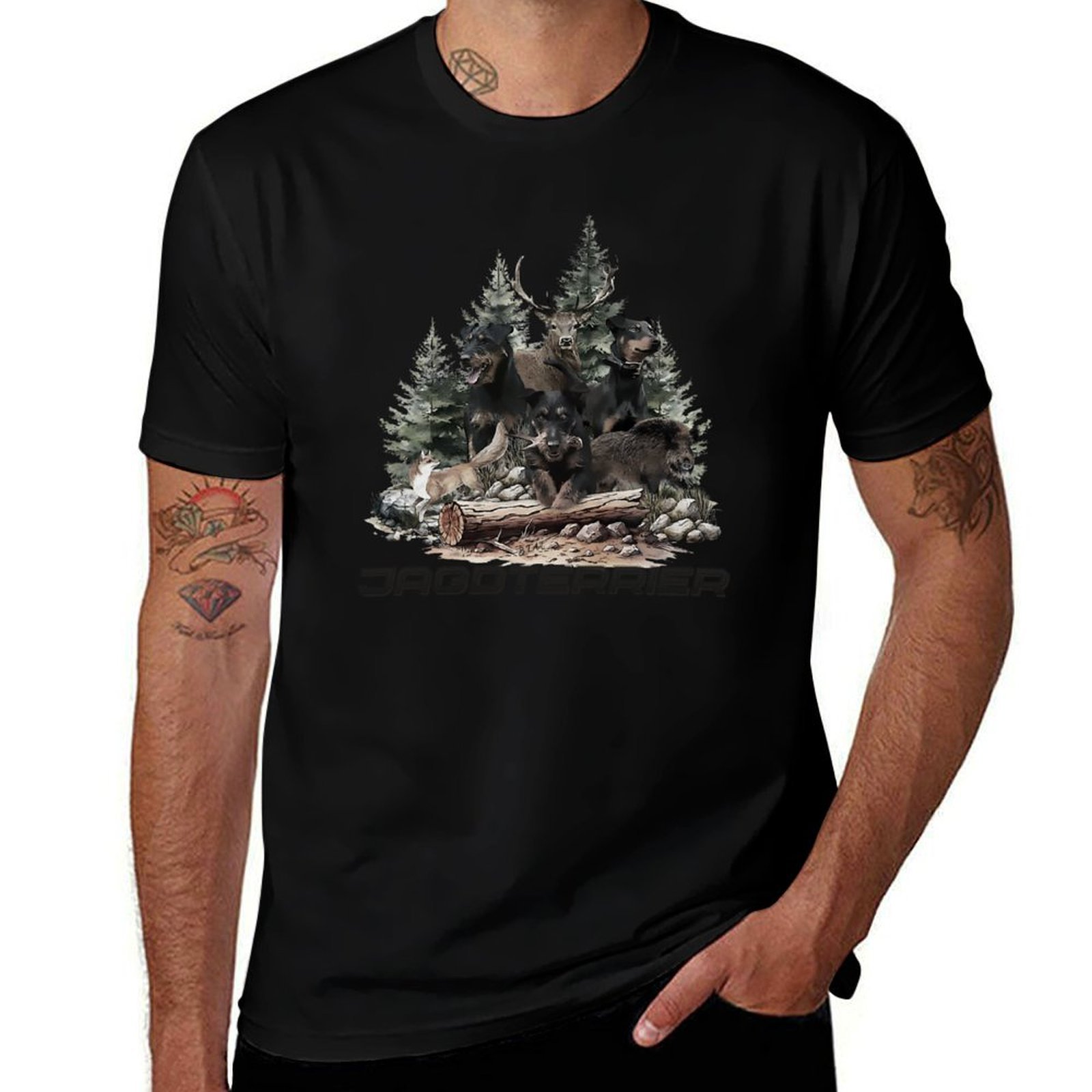 Wildman Hunting & Outdoor Linton'S Corner Silver Lakes - ジャーマン・ハンティング・テリアは野生の狩猟の仲間です Tシャツ 高弾性スポーツTシャツ