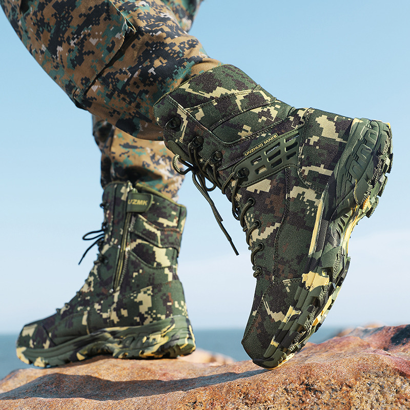 高品質メンズアウトドアブーツ迷彩狩猟男トレッキングブーツ滑り - Outdoor Hunting Fabric のレビューと価格